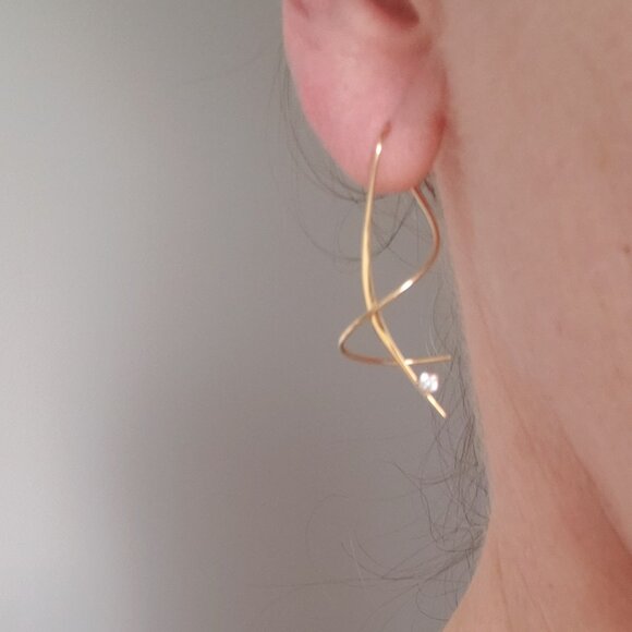 Earspirals 14K gold cubic zirconia - Picture 1 of 3